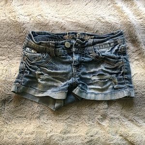 Ripped jean shorts